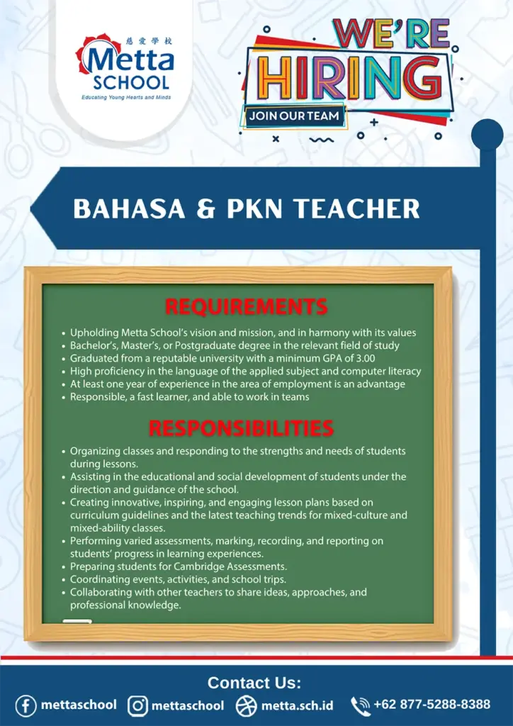 hiring bahasa and pkn teacher